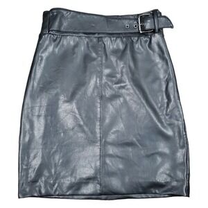 Express Mini Faux Leather Moto Grunge Cocktail Belted Skirt Sz 0 Rocker Clubwear